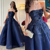 Sexy Prom Gown Formal Saudi Arabia Strapless A-line Floor Length Long Prom Dress HZ1214