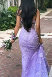Mermaid Strapless Tulle Lace Appliques Purple formal dresses Bridesmaid Dresses evening gown Prom Dress HZ1214