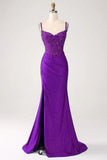Luxury Sequin Royal Blue Mermaid Thin Shoulder Strap Sticker Long Prom Dress Evening Dresses HZ1214