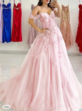 Sexy A-Line Prom Dresses Elegant Dress Formal Sweep/Brush Train Sleeveless Sweetheart Tulle with Pleats Sequin Appliques HZ1214