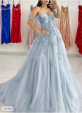 Sexy A-Line Prom Dresses Elegant Dress Formal Sweep/Brush Train Sleeveless Sweetheart Tulle with Pleats Sequin Appliques HZ1214