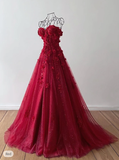 Sexy A-Line Prom Dresses Elegant Dress Formal Sweep/Brush Train Sleeveless Sweetheart Tulle with Pleats Sequin Appliques HZ1214