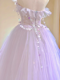 Pretty Ball Gown Strapless Sleeveless Long Pink Tulle Prom Dresses Evening Dresses HZ1214