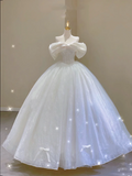 Classy Elegant Ball Gown Strapless White Long Satin Wedding Dresses Brides Dress HZ1214
