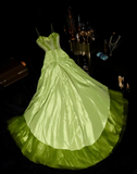Fairy Spaghetti Strap A-Line Long Prom Dresses Green Evening Dresses HZ1121