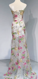 Glam Strapless Sheath Long Prom Dresses Floral Formal Dresses HZ1121