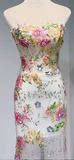 Glam Strapless Sheath Long Prom Dresses Floral Formal Dresses HZ1121