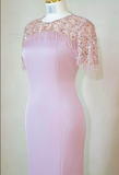 Elegant Jewel Mermaid Evening Dresses Satin Pink Mother of the Bride Dress HZ1121