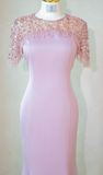 Elegant Jewel Mermaid Evening Dresses Satin Pink Mother of the Bride Dress HZ1121