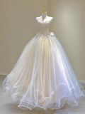 Timeless Ball Gown Sweetheart Tulle Long White Wedding Dresses Brides Dress HZ1214