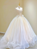 Timeless Ball Gown Sweetheart Tulle Long White Wedding Dresses Brides Dress HZ1214