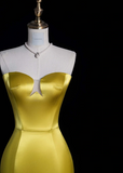 Elegant Sweetheart Mermaid Long Prom Dresses Satin Yellow Formal Dresses Sleeveless Evening Dresses HZ1121