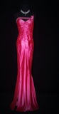 Elegant Spaghetti Strap Sheath Long Prom Dresses Satin Hot Pink Formal Dresses Sleeveless Evening Dresses HZ1121