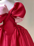 Pretty Ball Gown Sweetheart Red Satin Long Prom Dresses Evening Dresses HZ1214