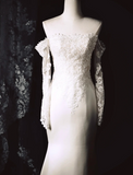 Timeless Strapless Mermaid Wedding Dresses Tulle Applique White Bridal Gowns HZ1121