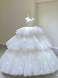 Timeless Ball Gown Strapless Tulle Long White Wedding Dresses Brides Dress HZ1214
