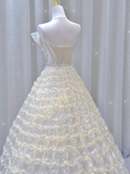 Timeless Ball Gown Strapless Long Wedding Dresses Brides Dress HZ1214