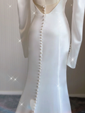 Simple Mermaid Sweetheart Neckline Long Satin White Wedding Dresses Brides Dress HZ1214