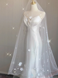 Simple Mermaid Sweetheart Neckline Long Satin White Wedding Dresses Brides Dress HZ1214