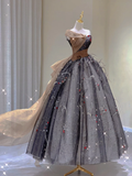 Pretty Ball Gown Strapless Black Tulle Long Prom Dresses Graduation Dress High School Classy Evening Dresses HZ1214