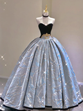 Pretty Ball Gown Sweetheart Black Velvet Long Prom Dresses Graduation Dress High School Classy Evening Dresses HZ1214