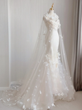 Simple Mermaid Sweetheart Long Satin White Wedding Dresses Brides Dress HZ1214
