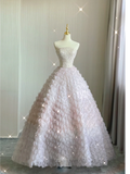 Pretty Ball Gown Strapless Sequins Beads Long Prom Dresses Graduation Dress High School Classy Evening Dresses HZ1214