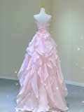 Pretty Ball Gown Strapless Long Prom Dresses Graduation Dress High School Classy Evening Dresses HZ1214