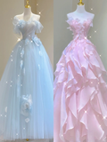 Pretty Ball Gown Strapless Long Prom Dresses Graduation Dress High School Classy Evening Dresses HZ1214