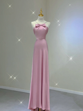 Pretty A Line Halter Long Pink Prom Dresses Graduation Dress High School Classy Evening Dresses HZ1214