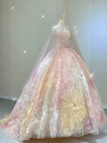 Pretty Ball Gown Strapless Pink Tulle Long Prom Dresses High School Outfits Evening Dresses HZ1214