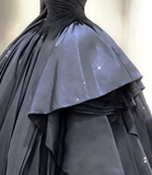 Modest Ball Gown Strapless Black Long Prom Dresses High School Outfits Graduation Dress Evening Dresses HZ1214