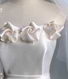Unique A line Strapless Long White Wedding Dresses Summer Brides Dress HZ1214