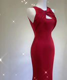 Pretty A Line Scoop Long Red Prom Dresses Graduation Dress High School Classy Evening Dresses HZ1214