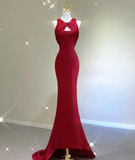 Pretty A Line Scoop Long Red Prom Dresses Graduation Dress High School Classy Evening Dresses HZ1214
