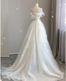 Timeless Ball Gown Strapless Long Tulle White Summer Wedding Dresses Brides Dress HZ1214