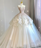 Unique Ball Gown Sweetheart Sequin Long White Wedding Dresses Brides Dress HZ1214