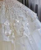 Unique Ball Gown Sweetheart Sequin Long White Wedding Dresses Brides Dress HZ1214