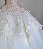 Unique Ball Gown Sweetheart Sequin Long White Wedding Dresses Brides Dress HZ1214