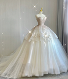 Unique Ball Gown Sweetheart Sequin Long White Wedding Dresses Brides Dress HZ1214