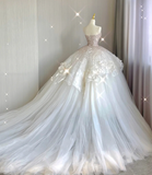 Unique Ball Gown Sweetheart Sequin Long White Wedding Dresses Brides Dress HZ1214