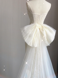 Dreamy Mermaid Strapless Long Lace Wedding Dresses Summer Brides Dress HZ1214