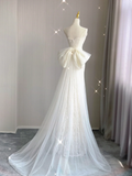 Dreamy Mermaid Strapless Long Lace Wedding Dresses Summer Brides Dress HZ1214