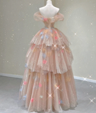 Modest Ball Gown Off The Shoulder Pink Long Prom Dresses High School Outfits Graduation Dress Evening Dresses HZ1214