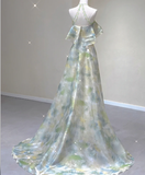 Classy A Line Halter Sleeveless Chiffon High School Evening Dress Long Green Prom Dresses HZ1214