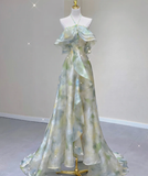 Classy A Line Halter Sleeveless Chiffon High School Evening Dress Long Green Prom Dresses HZ1214