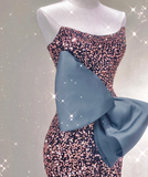 Pretty Mermaid Strapless Long Sequin Prom Dresses Graduation Dress High School Classy Evening Dresses HZ1214