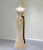 Pretty Mermaid Square Neckline Long Sequin Prom Dresses Graduation Dress High School Classy Evening Dresses HZ1214