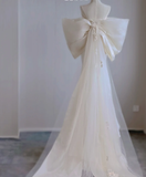 Dreamy Mermaid Strapless Long Satin Wedding Dresses Summer Brides Dress HZ1214