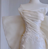 Dreamy Mermaid Strapless Long Satin Wedding Dresses Summer Brides Dress HZ1214